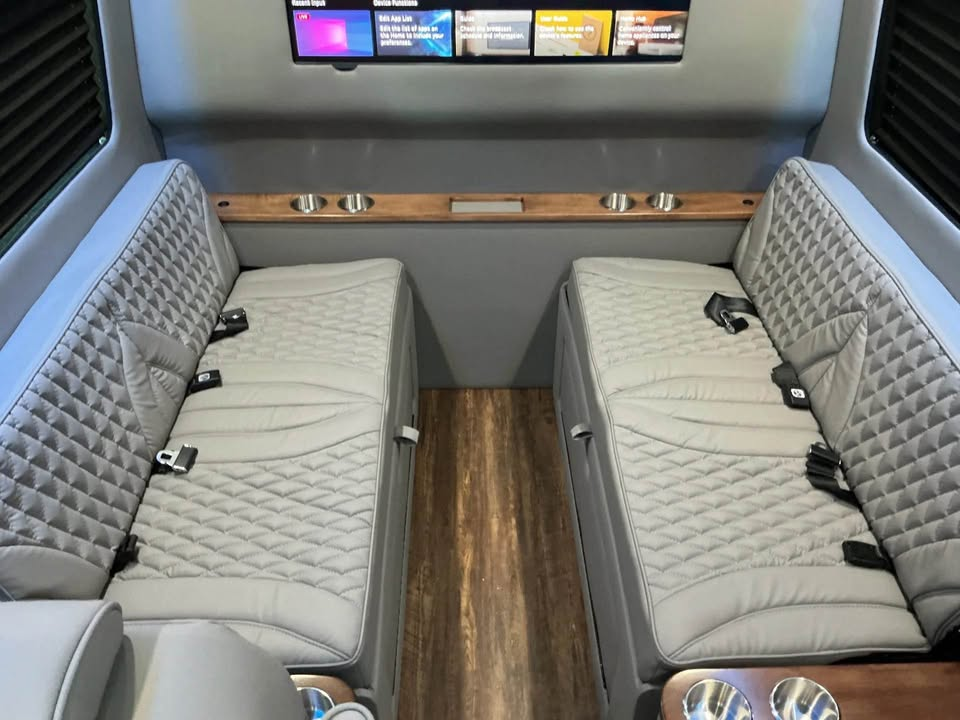 Facing rear benches